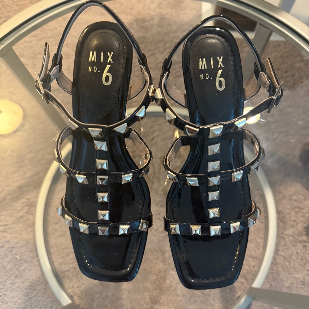 Mix No. 6 Black Strappy Sandals brand new